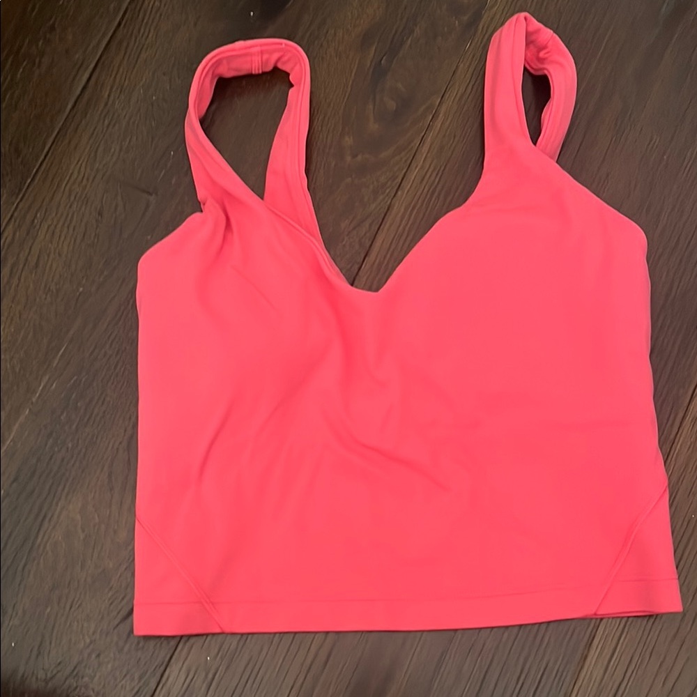 Lululemon Pink Sports Bra with V-Neck and Wide Straps